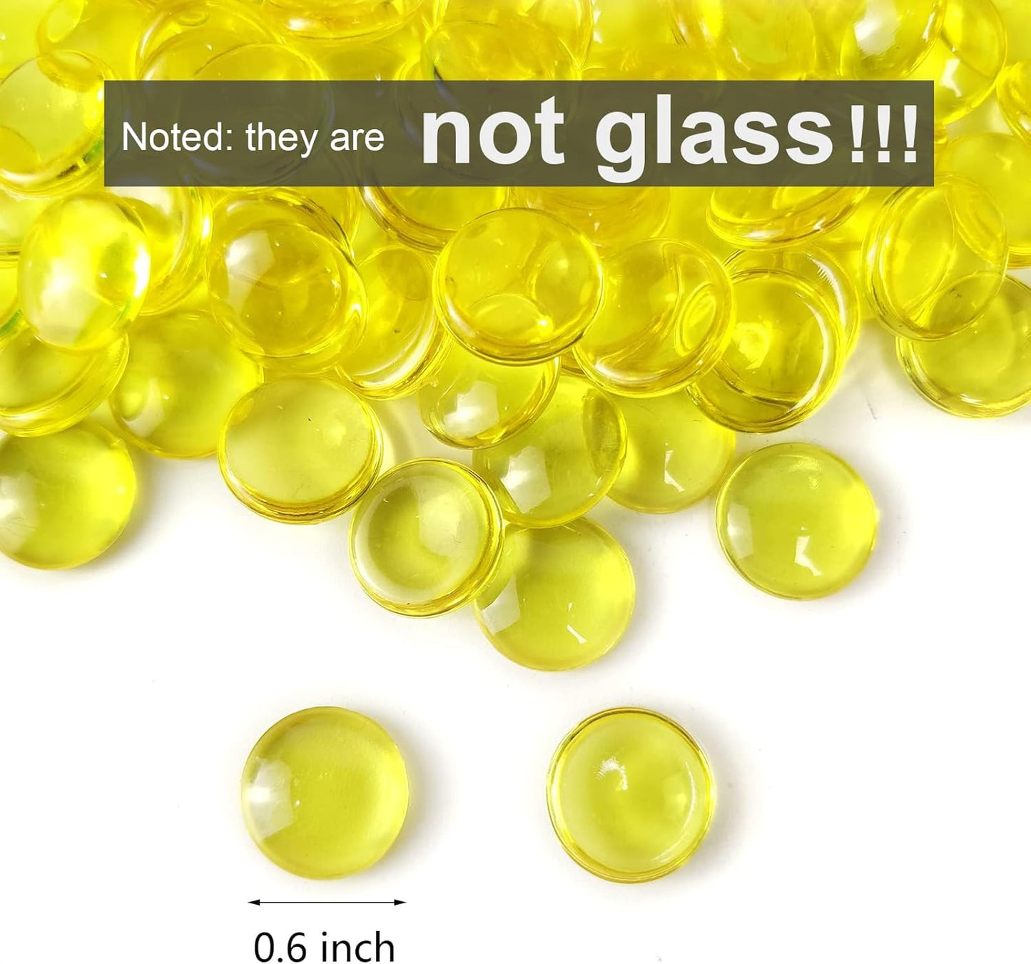 HappyFiller Bright Lemon Yellow Summer Fall Decoration 630 Pcs Acrylic Flat Marbles Decorative Gems Fake Gemstones for Vase Fillers,Party Decor,Wedding Centerprises,Floral,Aquarium Fish Tank
