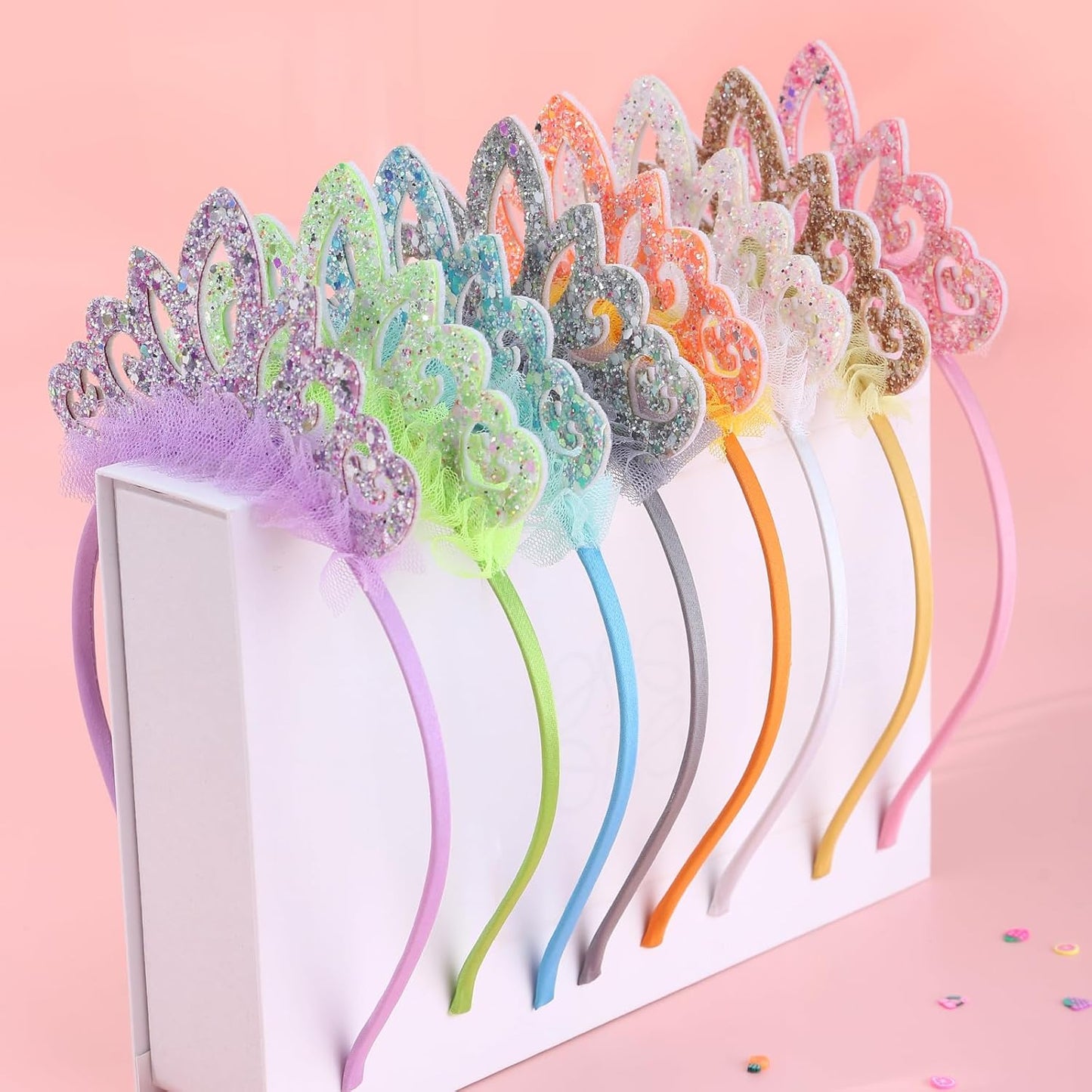 Birthday crown,8 Pack Princess Crown Headband, Glitter Sequin Crown Headband, Shiny Tiaras and Crowns Hair Accessories for Birthday Party, Proms, Gifts