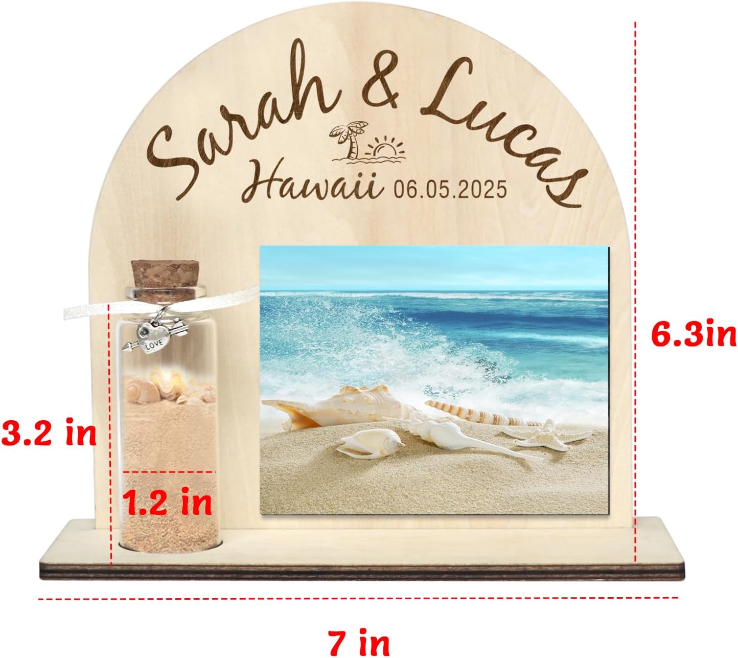 Personalized Honeymoon Sand Jar,Custom Anniversary Photo presents, Vacation Keepsake Jar,Wedding Presents,Honeymoon Present, Bride to be Gift,Valentine’s Day Gifts (style2)
