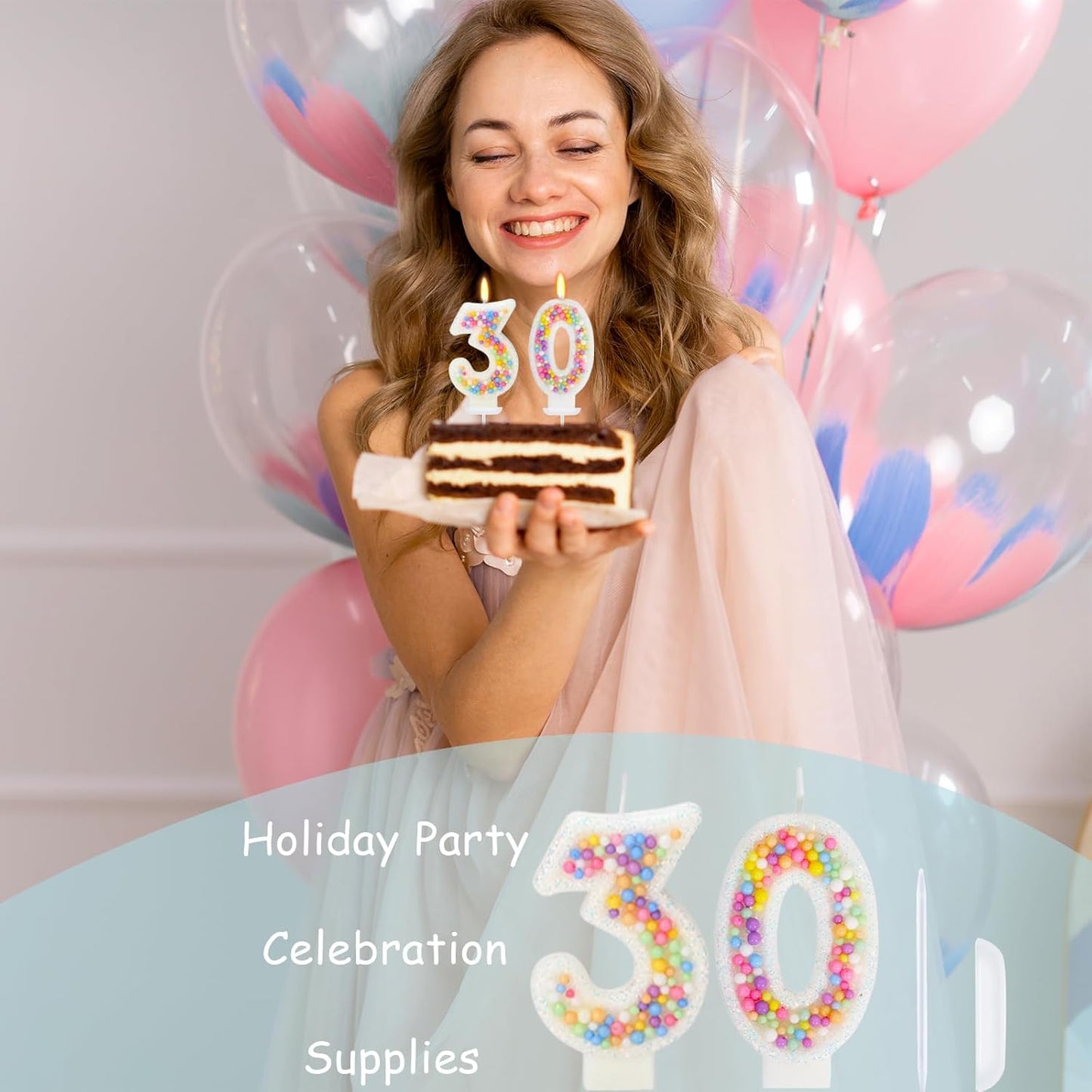 30th Birthday Candle for Cake, Colorful Macaron Numeral Candles for Women/Girl, Theme Birthday Party Cake Decorations, Cake Topper for Birthday Party Supplies (Number 30)