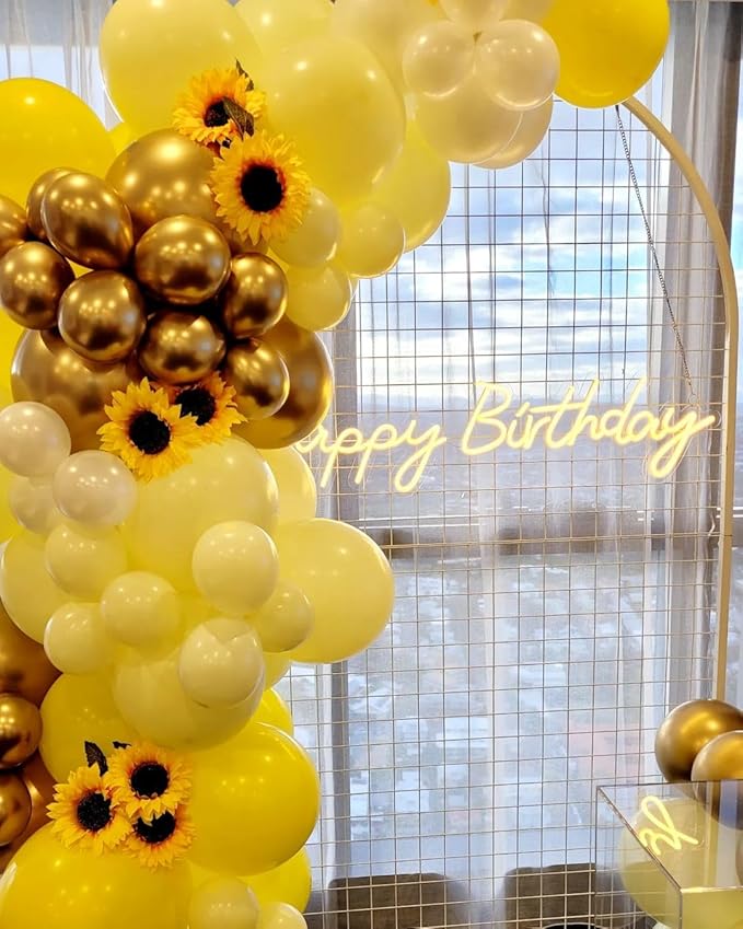 Kelfara Yellow and White Confetti Thanksgiving Fall Balloons,60PCS 12inch Pastel Yellow Sunflower Party Balloon For Sunflower HoneyBee Theme, Birthday, Baby Shower, Wedding Decorations