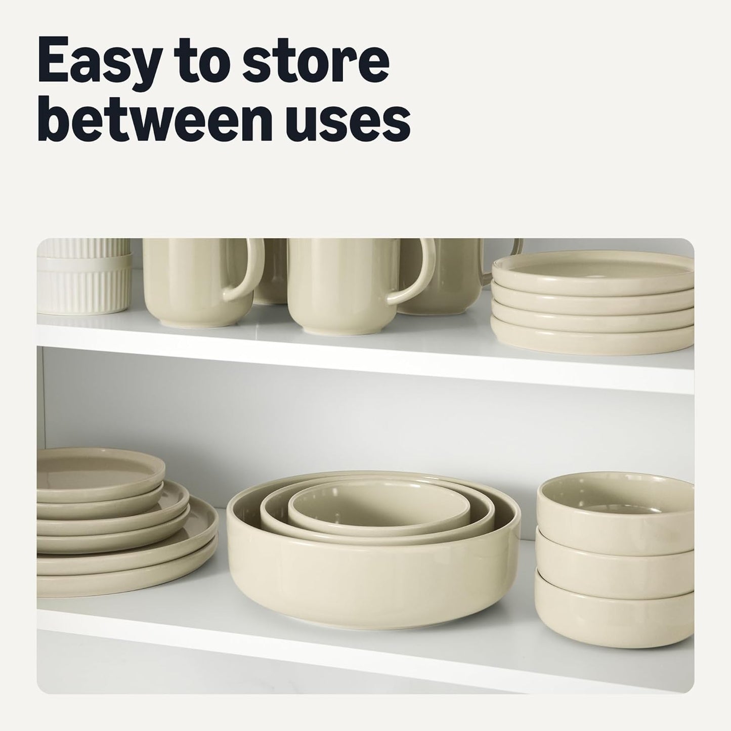 Amazon Basics Glazed Stoneware Bowls, 4-Piece Set, Dishwasher-Safe, 5.5 in., Ivory
