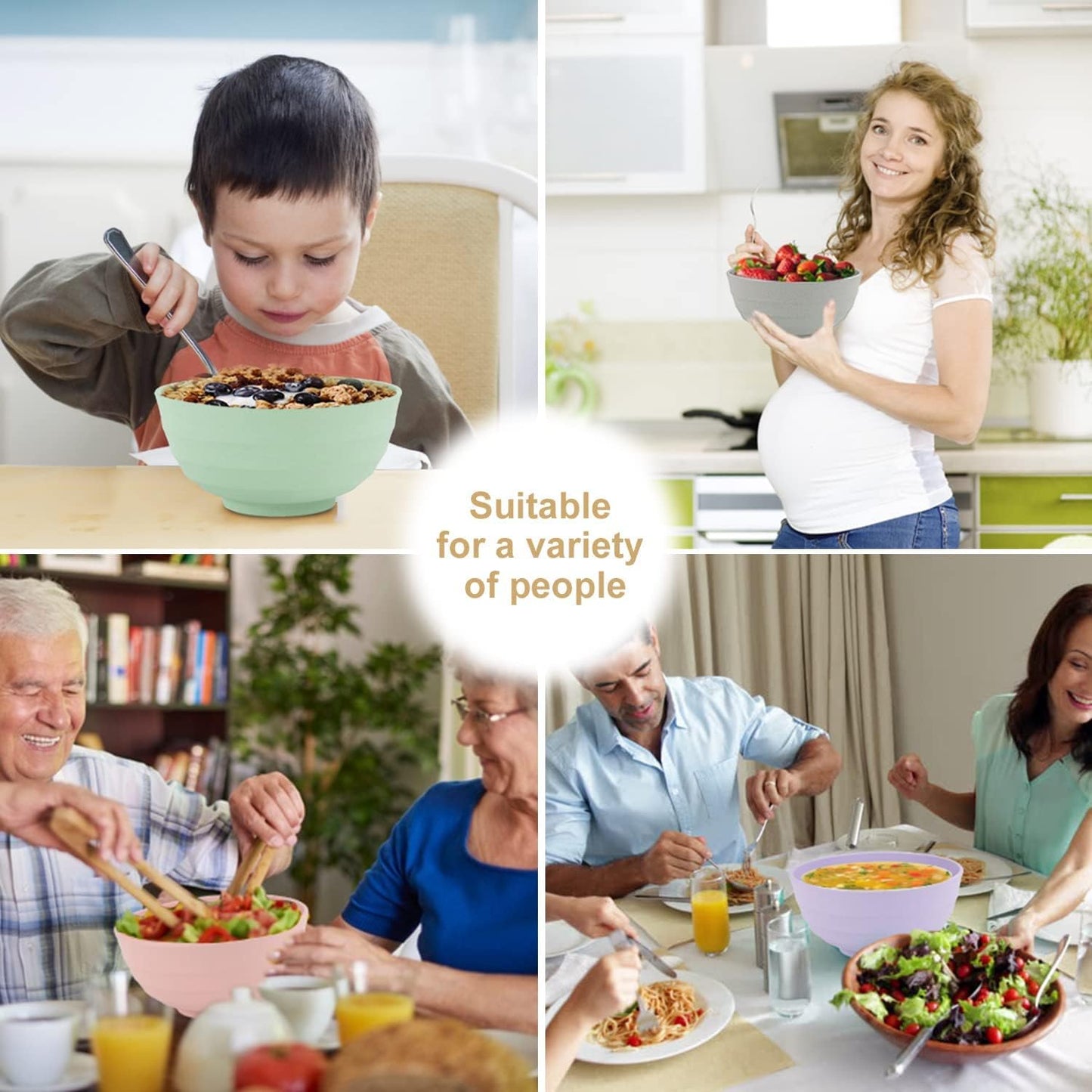 Wheat Straw Bowls Set 60 OZ Unbreakable Large Cereal Bowls Set of 6 Microwave and Dishwasher Safe Bowls Big Bowls for Dorm and Apartment BPA Free Soup Bowl for Serving Oatmeal and Salad Etcā¦