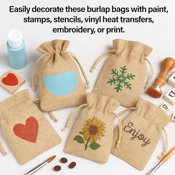 Mandala Crafts 3x4 Inch Royal Blue Burlap Drawstring Gift Bags for Favors - 50 Mini Linen Sacks Gift Pouches for Candy, Jewelry, Wedding, and Party Supplies