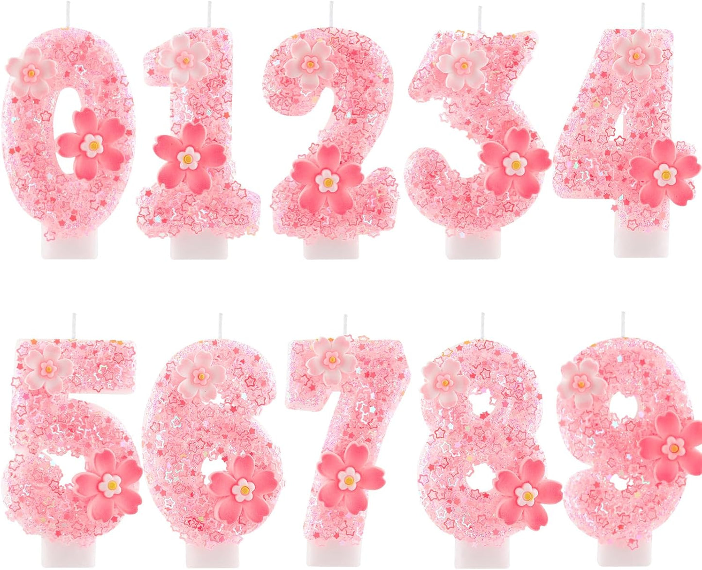 Cherry Blossom Pink Number 11 Birthday Candle, 2.8in Cute Shiny Happy 11th Birthday Candle with Tray & Stick Girls 11 Candle for 11 Birthday Ideal Birthday Parties Cake Decoration & Gifts