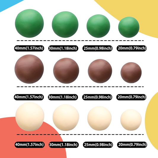 Ephlyn 30Pcs Ball Cake Topper Ball Cake Picks Colorful Pearl Ball Shaped Cupcake Insert Cake Topper for Bear Theme Birthday Party Favors Wedding Decoration Brown Khaki Green