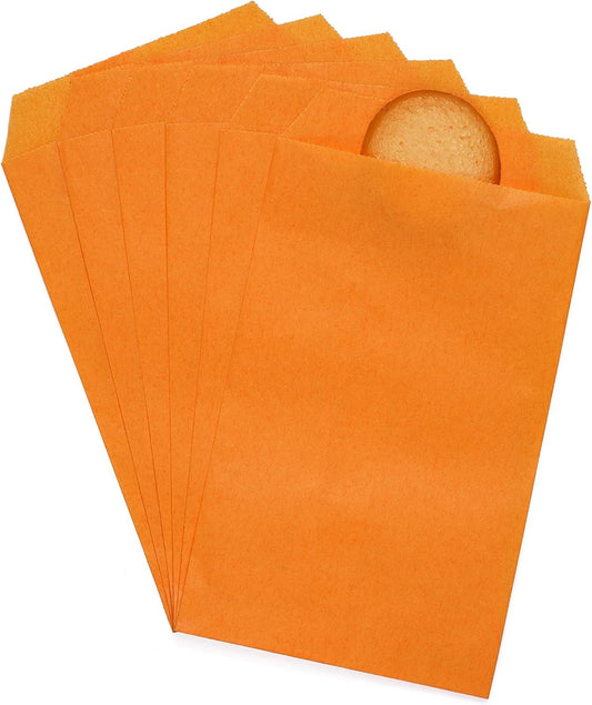 Quotidian Orange Flat Mini Greaseproof Paper Envelope Bags 2 3/4" x 4 1/2" (7 x 11.5cm) Pack of 100 - Treat Candy Wedding Confetti Tossing