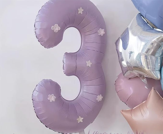 Lilac 3 Balloon, Number Balloons 40 Inch, Lavender 3rd Birthday Decorations for Kids Girls Women Party Supplies for Party Decorations, Number 3 Balloon