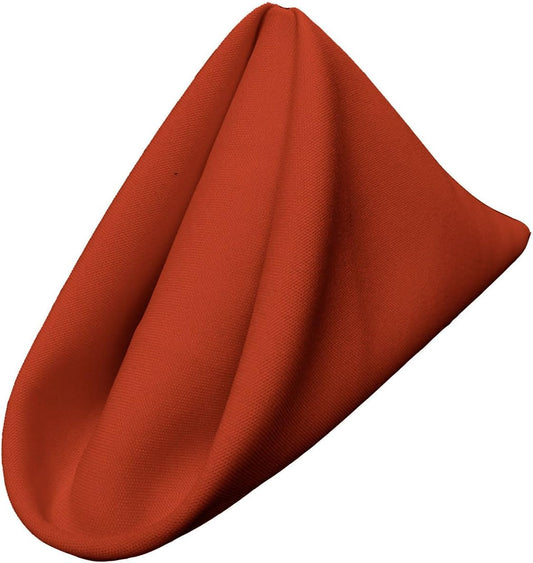 LA Linen 10-Pack Poly Poplin Napkin, Soft Cloth Napkins, Washable Reusable Napkins, Stain and Wrinkle Resistance Table Napkins for Dinner, Wedding, Parties, 17 by 17-Inch, Rust