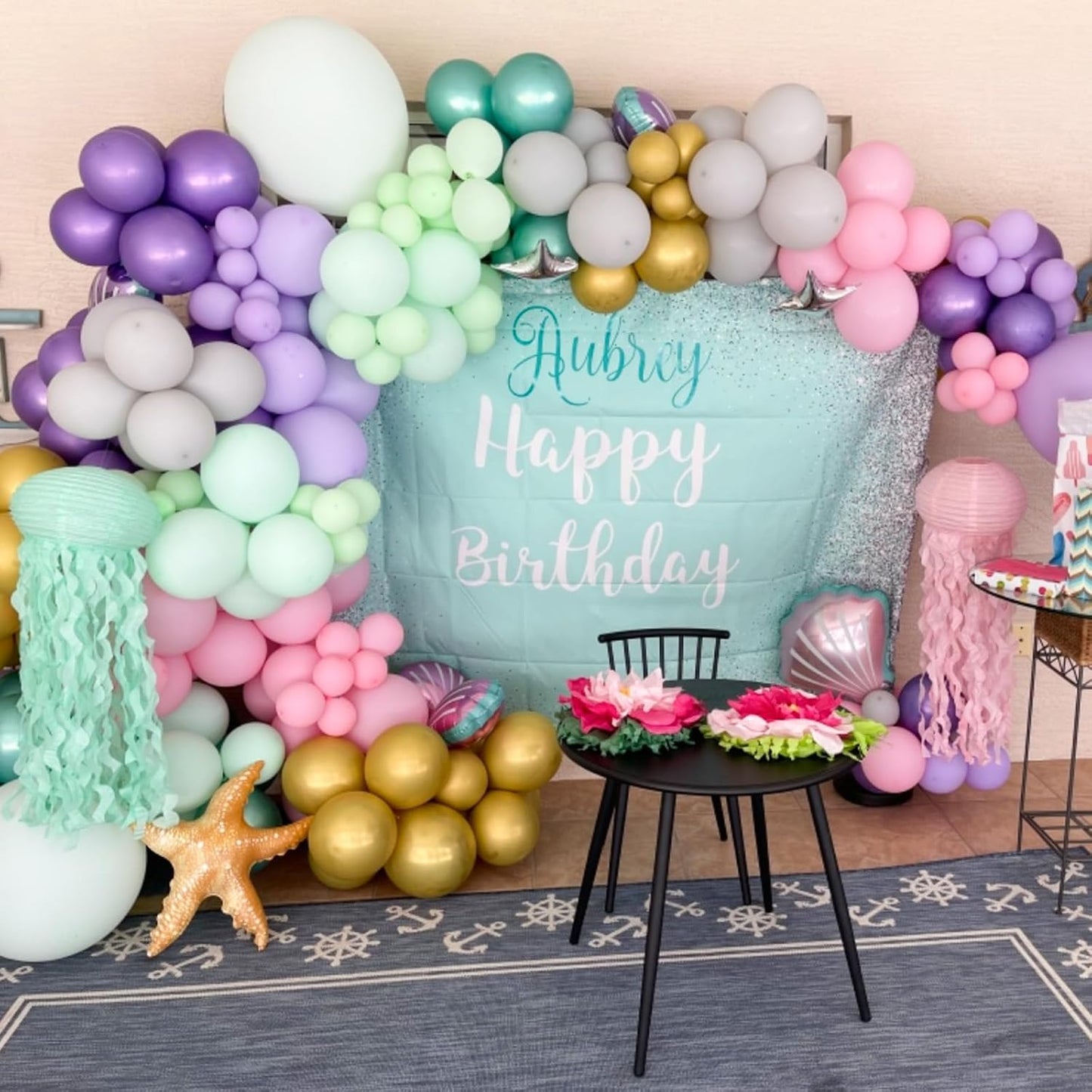 Mermaid Balloon, 60 Packs 12 Inch Mermaid Theme Birthday Party Decorations with Metallic Pink Purple and Blue Balloons fo Girls Mermaid Balloons Baby Shower Party Supplies