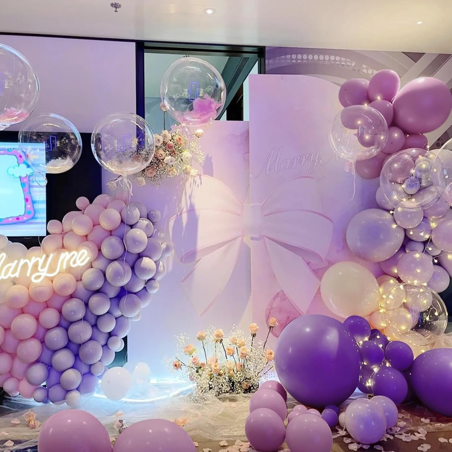 Dusty Purple Balloon Garland Kit, 166Pcs Pastel Lavender and Macaron Orange Balloons for Girls Women Princess Wedding Baby Shower Birthday Party Decorations Supplies