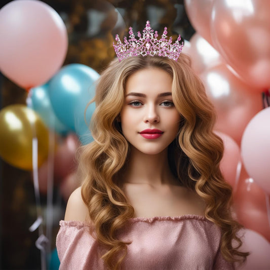 Birtthday Tiara Crown with Sash for Women Birthday Queen Party