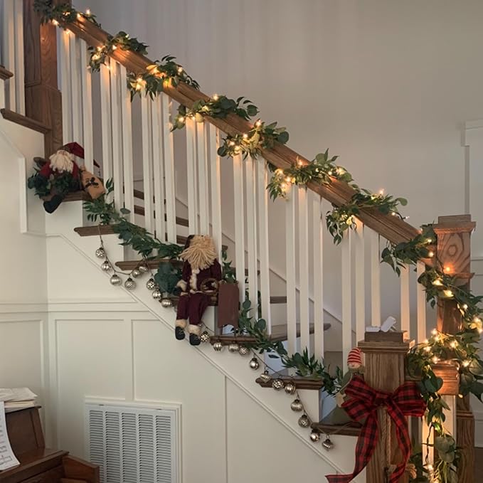 4 Pack Artificial Eucalyptus Garland with Willow Leaves Each 6.5 Feet Fake Greenery Garland Vine for Table Runner Centerpiece Stairs DIY Garlands Decor