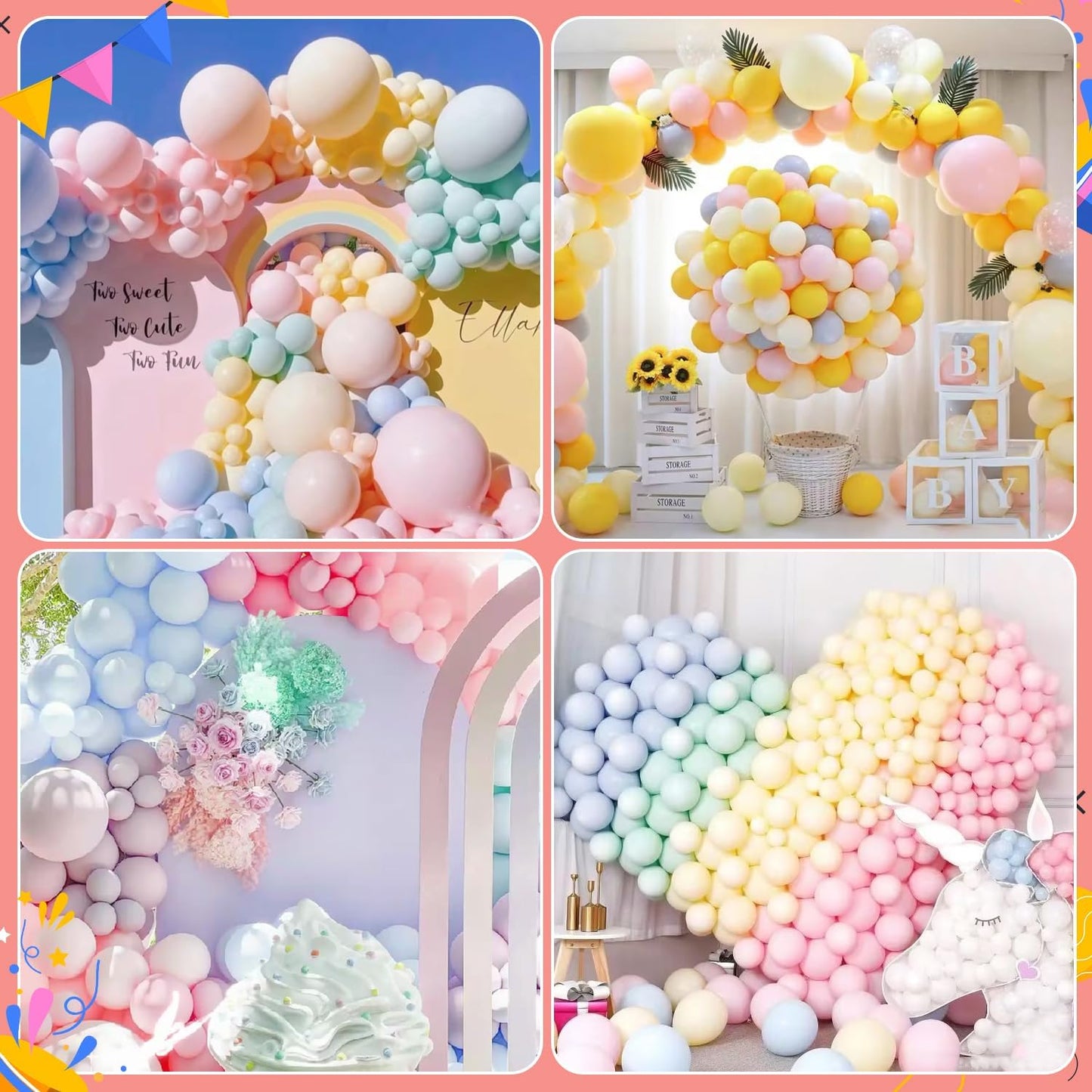 Labeol Pastel Rainbow Balloons Different Sizes 146PCS 18/12/10/5 Inch Rainbow Balloon Garland Arch Kit Quality Latex Balloons Assorted Colors Decorations for Birthday Party Baby Shower Wedding