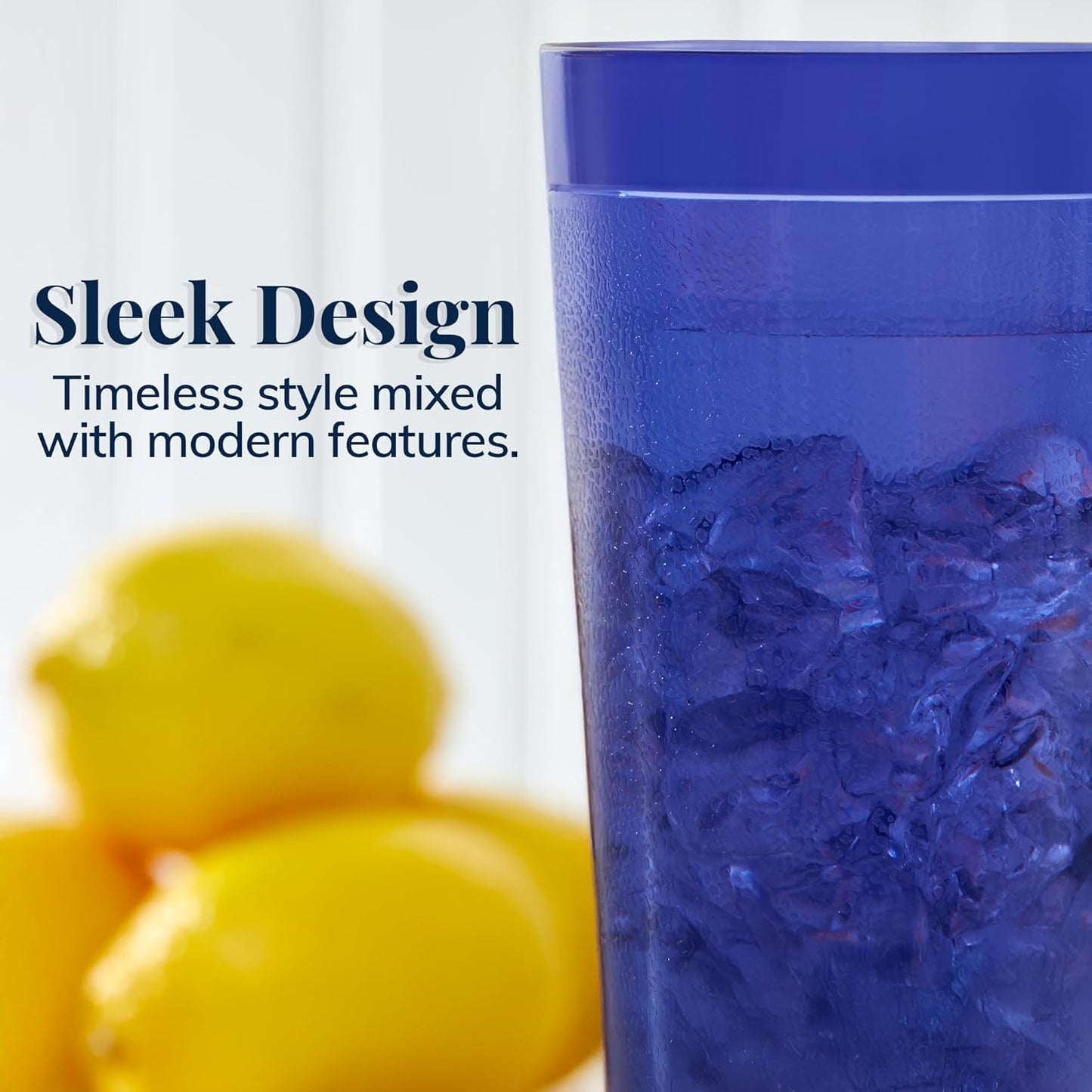 US Acrylic Café Plastic Reusable Tumblers (Set of 12) 32-ounce Iced-Tea Cups, Coastal | Value Set of Restaurant Style Drinking Glasses, Stackable, BPA-free, Made in the USA | Top-rack Dishwasher Safe