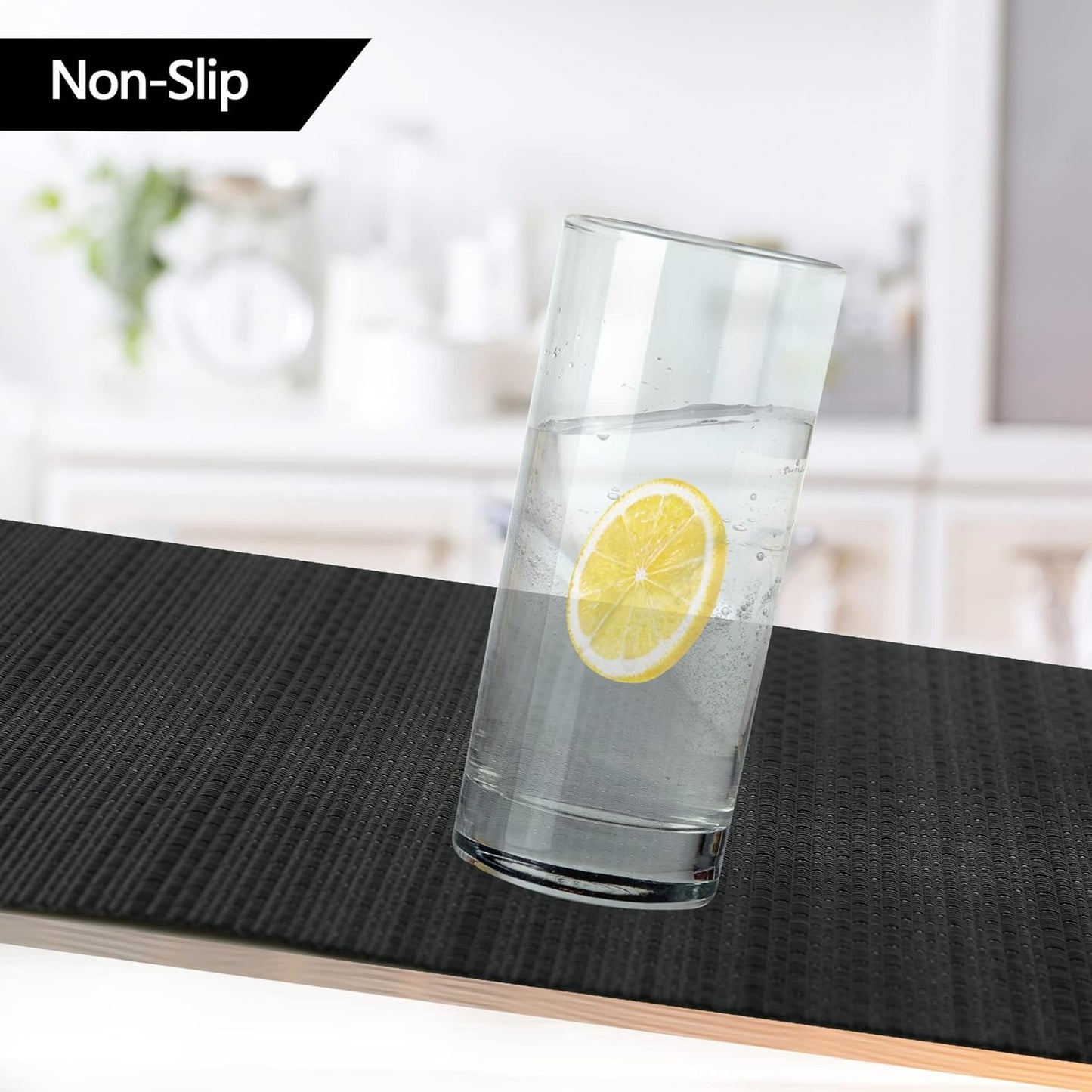 SLKQG Black Placemats Set of 4 - Easy Clean Washable Vinyl Placemats - Wipeable Heat Proof Table Mats for Dining Table - 17x12 Inch (Pure Black, 4)