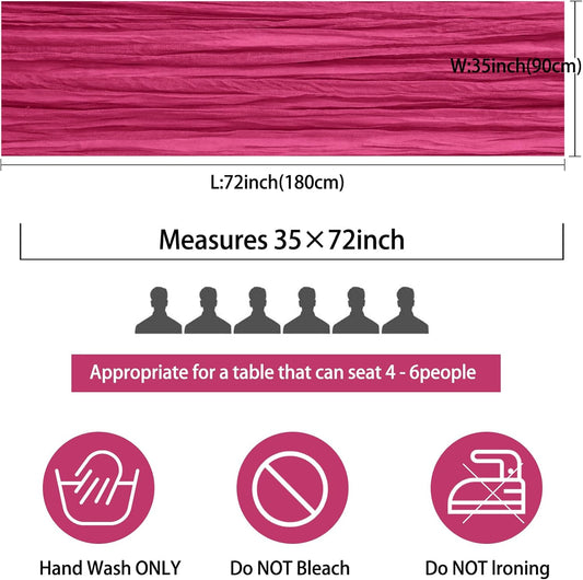 Fivenl Boho Gauze Table Runner - 35x72 Inch, Rustic Cheese Cloth, Hot Pink