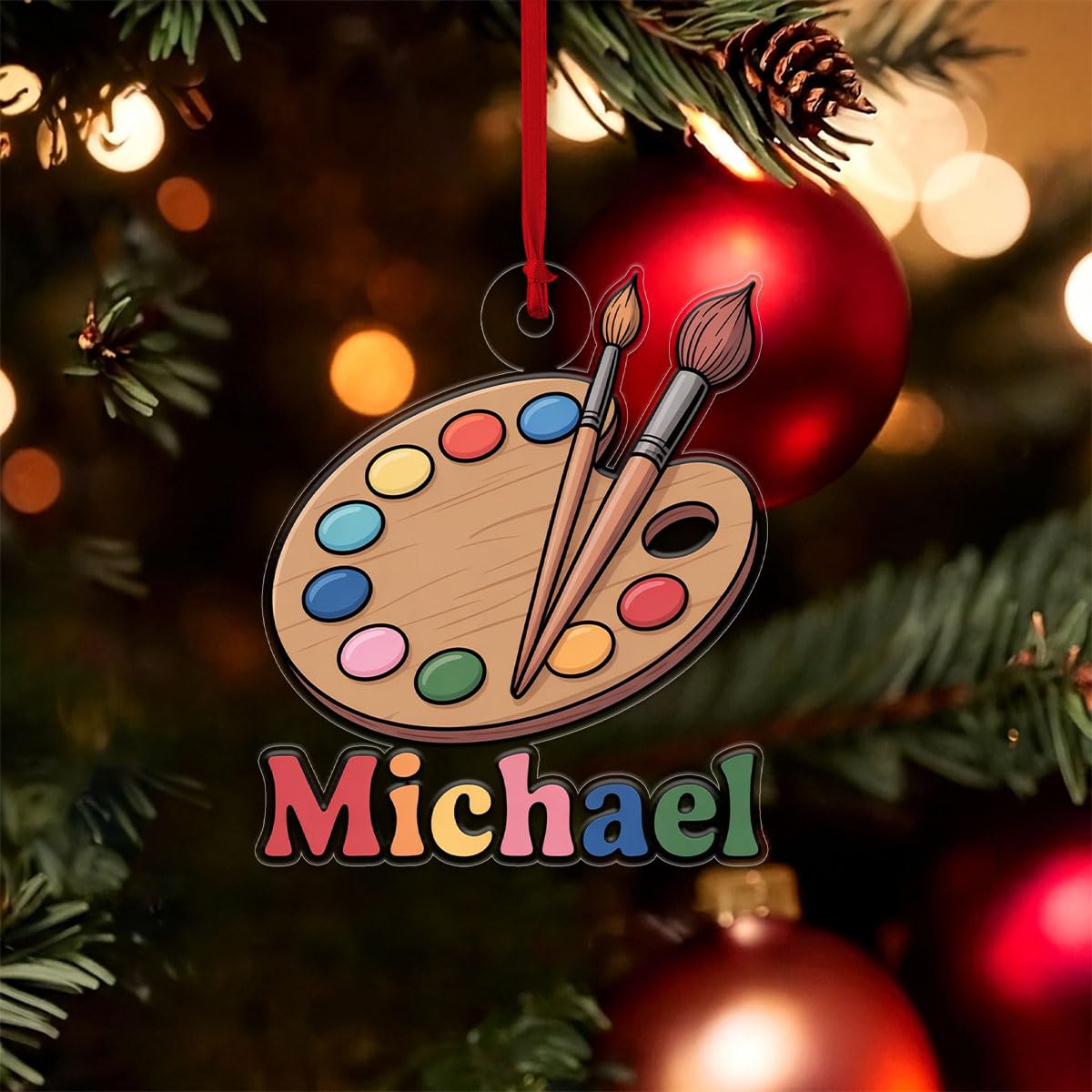 Custom Paint Palette Ornament, Personalized Art Christmas Ornament, Gift for Painter, Artistic Holiday Keepsake, Unique Xmas Decoration Acrylic Ornament – Personalized Christmas