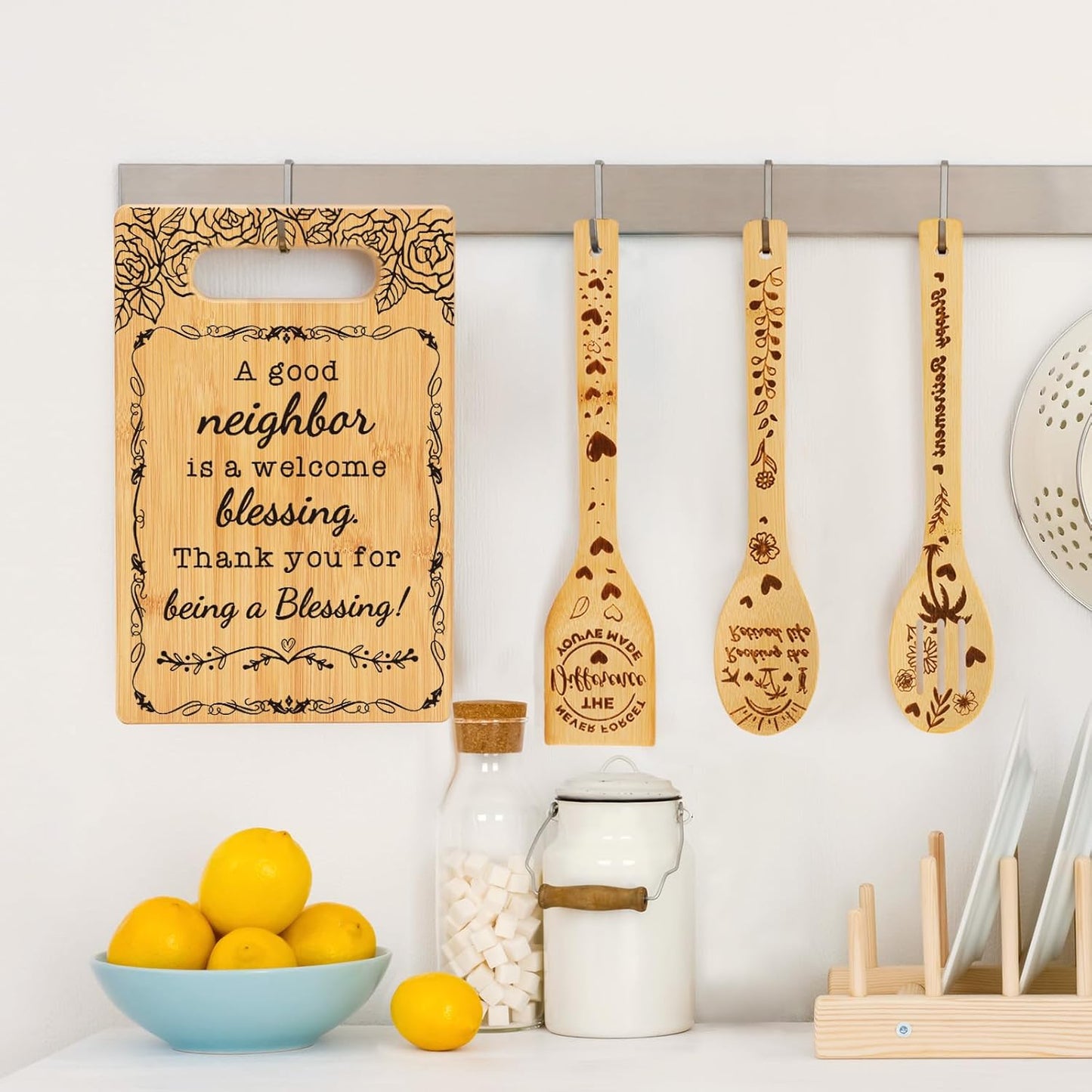 Neighbors Gifts, Thank You Gift for Neighbors, Housewarming Gift for Neighbors, Christmas Gift for Neighbors, Welcome Neighbors Cutting Board Set Gift, A Good Neighbor is a Welcome Blessing