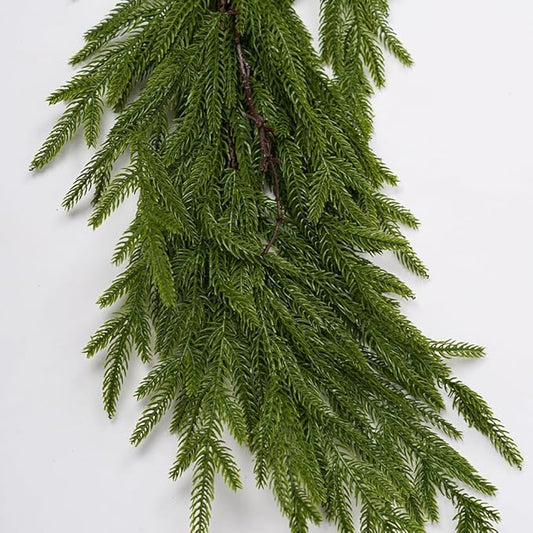 Norfolk Pine Garland,1Pcs 6ft Real Touch Norfolk Pine Garland Realistic Artificial Greenery Christmas Garland for Table, Mantle, Wall, Indoor, Outdoor Christmdas Decorations