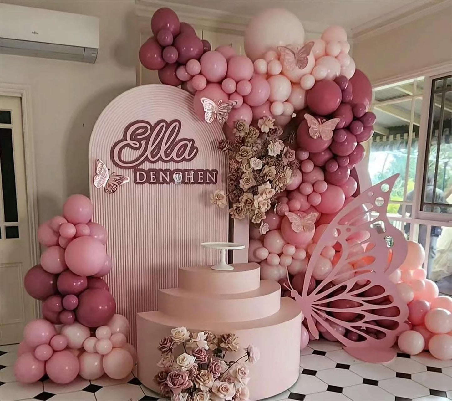 Retro Rose Baby Pink Champagne White Sand Balloons Garland Arch Kit, 146Pcs Latex Balloons Different Sizes 18 12 10 5 Inch for Party Decorations, Wedding Backdrop, Birthday, Graduation