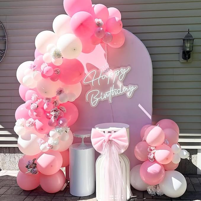 Pink and White Balloons Arch Kit,130pcs Light Pink Balloons Different Sizes White Latex Balloons for Wedding,Baby Shower,Gender Reveal,Birthday,Valentine's Day Decorations