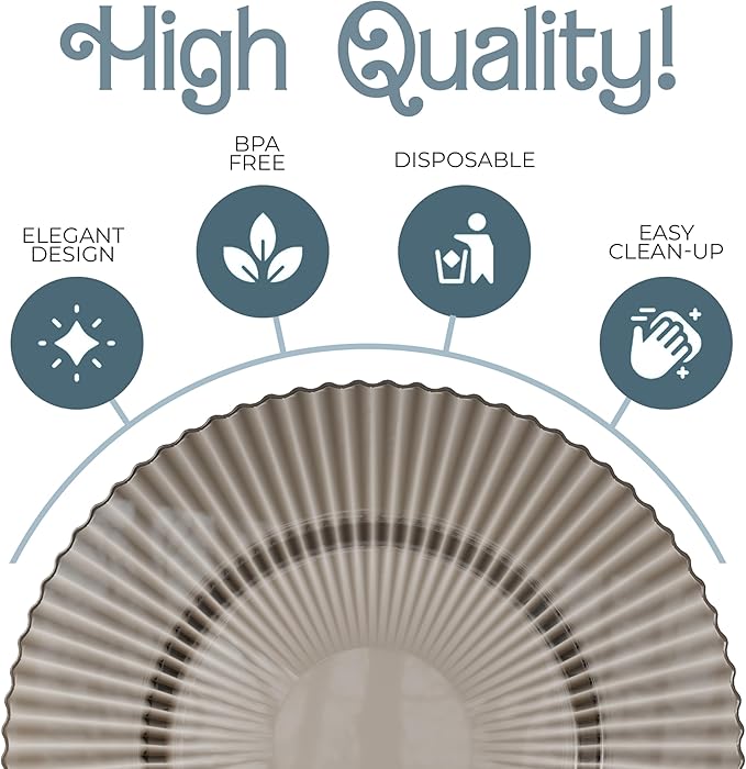 Exquisite 80 Piece Plastic Disposable Plates Set For 40 Guests I 40 X 9 Inch & 40 X 11 Inch Disposable Plastic Plates | Color: Brown | Great for Weddings Parties And Formal Occasions