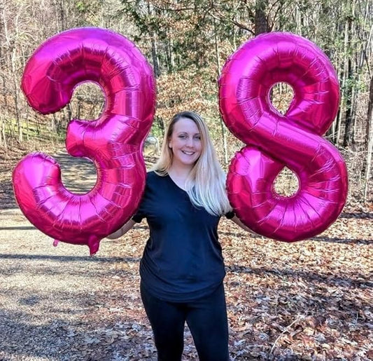 40 Inch Number 8 Balloon, Rose Purple 8 18 28 80 Birthday Balloons for Men Boys, 8th Birthday Decorations Party Supplies, Wedding, Graduations