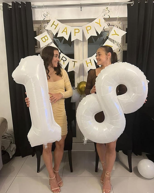 White 8 Balloon, Translucent Number Balloons 40 Inch, 8th Birthday Decorations for Boys Girls, White Birthday Balloons, White Party Supplies, Number 8 Balloon