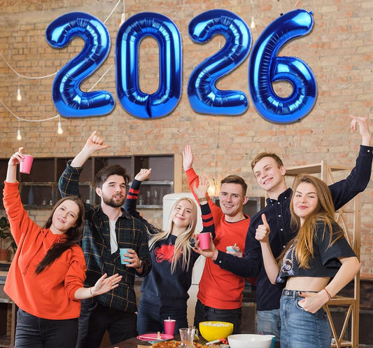 2026 Balloon - Metallic Blue Birthday Number Balloons, 40 Inch Large Foil Balloons for Men Women Boys Girls Navy Blue Themed Birthday Decorations,Number 2026 Balloon