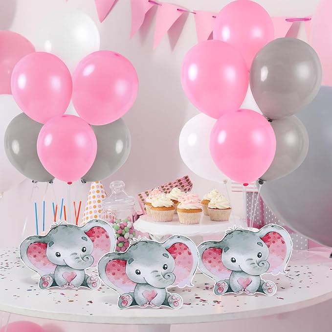 6 Sets Elephant Baby Shower Balloon Stand Kit for Tables Elephant with Balloon Centerpieces Party Decor for Girls 3D Table Decoration for Kids Party Baby Shower Photo Props Supplies