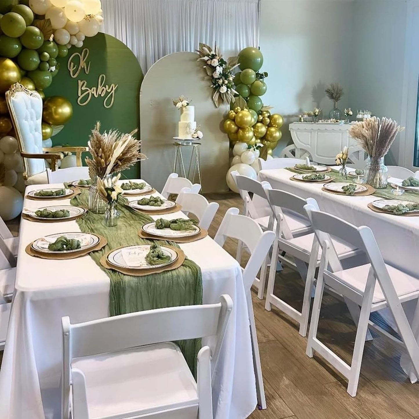 Sage Green Cheesecloth Table Runner 20 Pack – 35 x 71 Inch Boho Gauze Table Runners for Rustic Wedding Arch Decor, Bridal Shower, Baby Shower, Banquets, Farmhouse Party Decorations