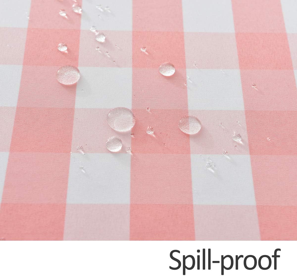 maxmill Checkered Rectangle Tablecloth Water Resistance Wrinkle Free Spillproof Heavy Weight Gingham Plaid Table Cloth for Buffet Banquet Parties Event Holiday Dinner, 60 x 84 Inch Pink and White