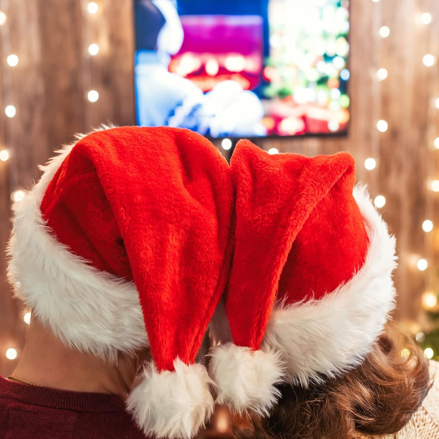 Berenlu Christmas Hat, Santa Hat, Xmas Holiday Hat for Adults, Touch Soft and Comfortable Velvet Thickened Santa Hats for Christmas New Year Holiday Party Supplies