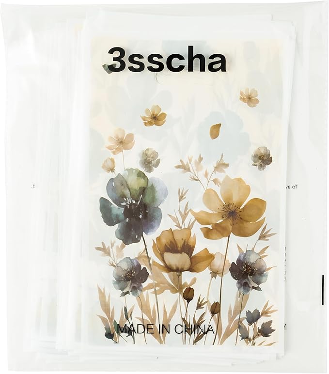 3sscha 50Pcs Brown Poppy Party Favor Bag - Flower Plastic Waterproof Goodie Bags Spring Summer Bloom Floral Rectangular Gift Bags for Birthday Centerpiece Decoration Party Supplies