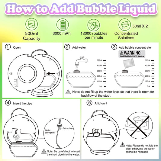 Bubble Machine for Kids Toddlers, Automatic Rechargeable Bubble Machine, 12000+ Bubbles Per Minute, Rotating 90°/360° Oscillating Electric Bubble Maker Outdoor Toys for Ages 3-5