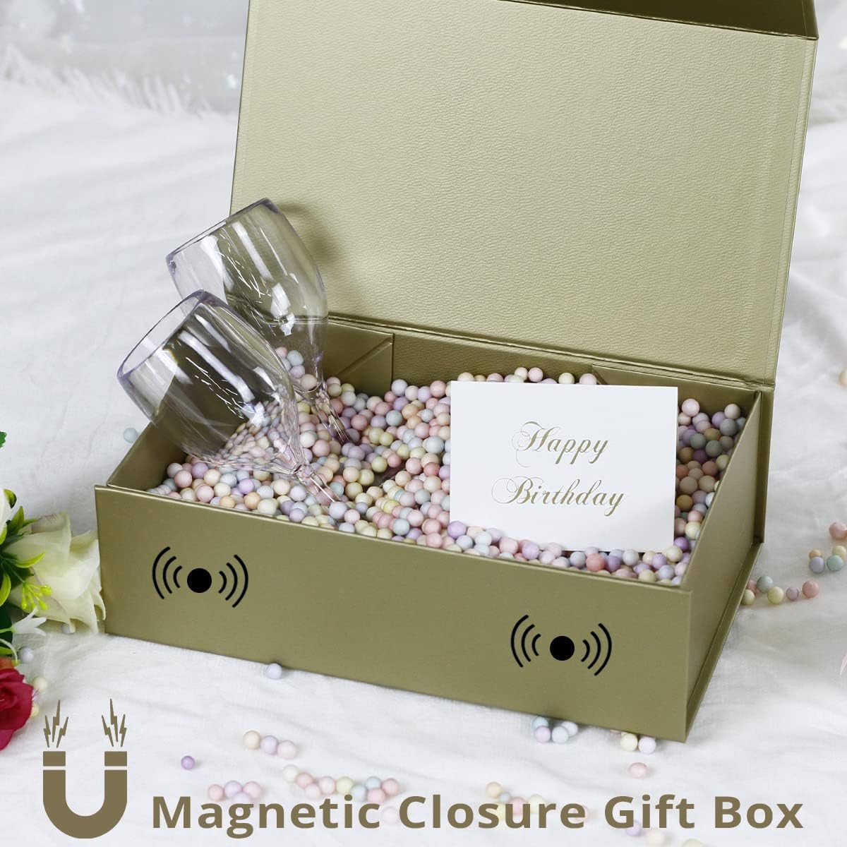 Gift Box 12" x 6" x 4",Large Gift Box with Lid, Gold Boxes for Presents,Birthday,Valentine's Day,Mother's Day,Christmas,Anniversary,Luxury for Gift Packaging