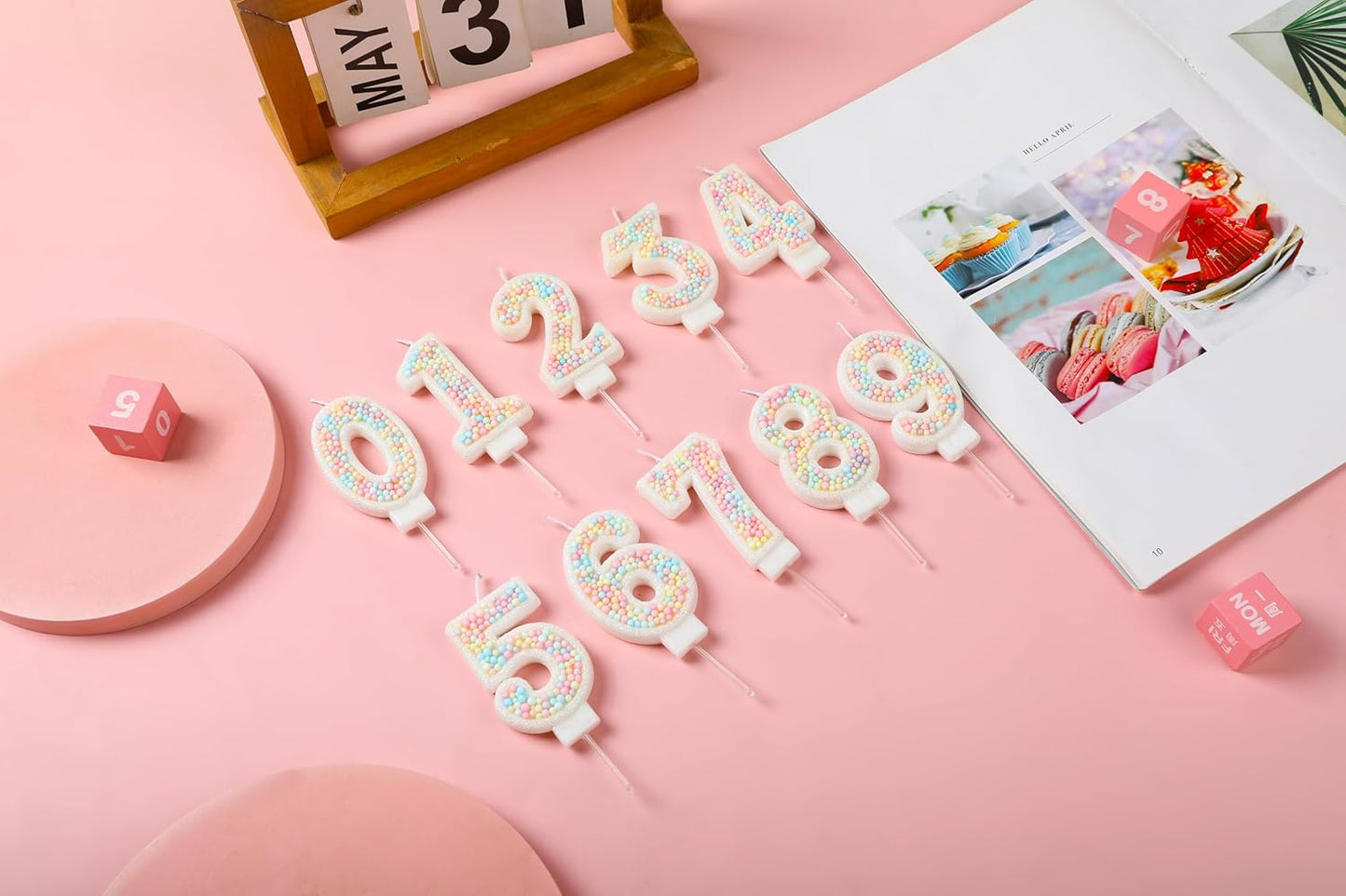 1 Birthday Candle Pastel Macaron Glitter 3D Number 1 Candles for Birthday Cakes Girl Women Sweet Theme One Years Old Birthday Wedding Anniversary Party Cake Decoration