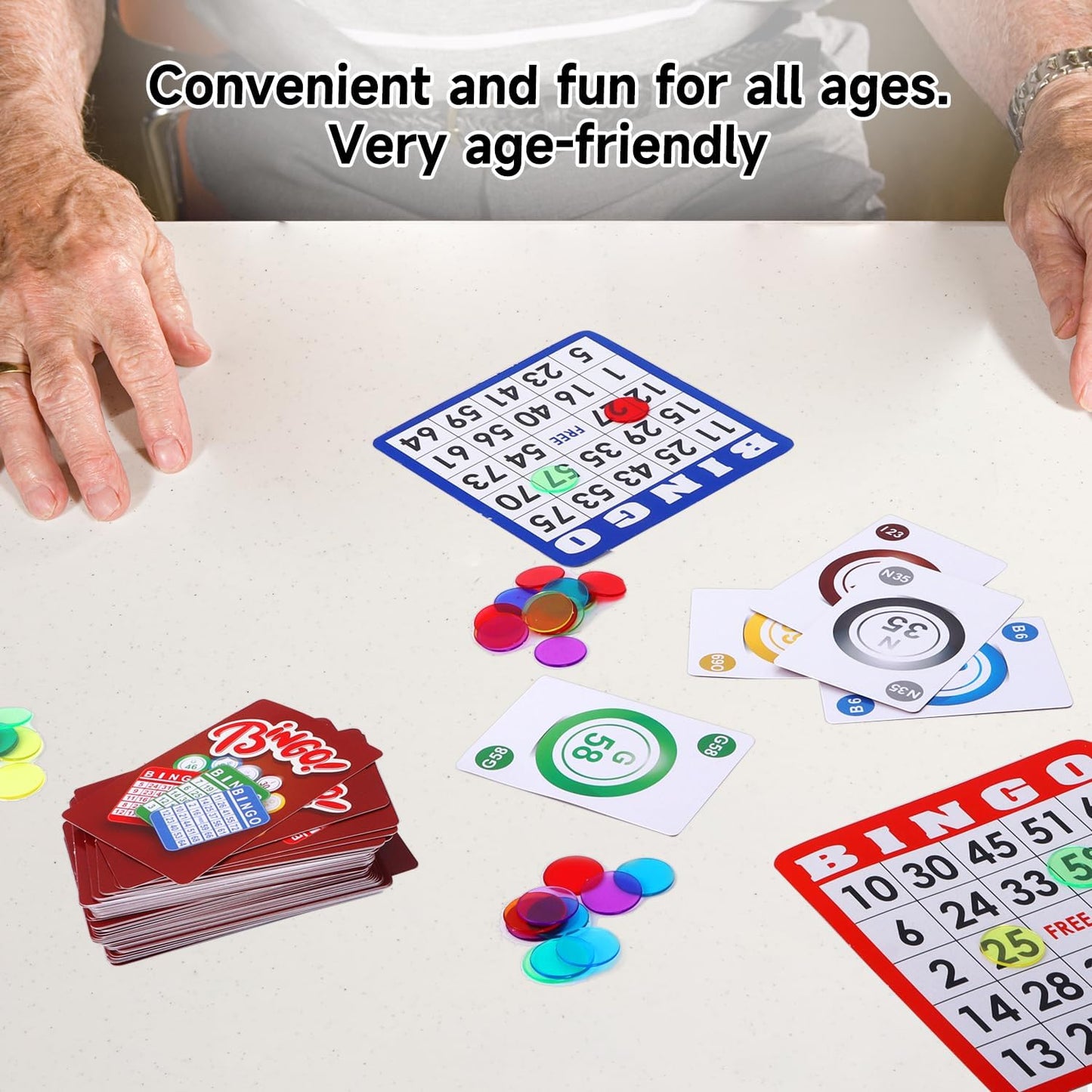 GSE Games & Sports Expert Complete Calling Bingo Game Set with 100 Bingo Cards, 1,000 Chips, Calling Cards for Parties, Large Groups, Game Nights