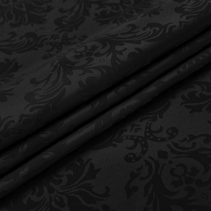 SASTYBALE 4 Pieces Napkin Set, Damask Wrinkle Resistant Soft Polyester Napkins, Fabric Cloth Dinner Napkins for Daily, Wedding, Birthday, Anniversary, Holiday, Parties, Set of 4 (Black, 20X20 Napkin)