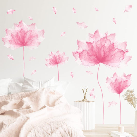 39.3'' x 32.6'' Huge Flower Petal Wall Decals Living Room Floral Wall Stickers Removable Peel and Stick Waterproof Wall Art Decor Stickers for Bedroom Bathroom Office (Pink)