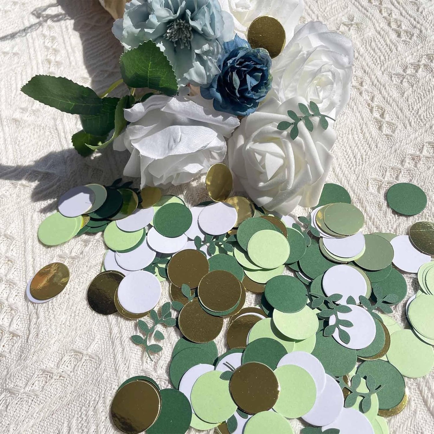 200 Pcs Party Confetti, Greenery Gold Eucalyptus Confetti, Safari Baby Shower Decorations, Green Branches Scatter Table Decorations, Forest Party Decor, Bridal Shower Decor, Wedding Confetti