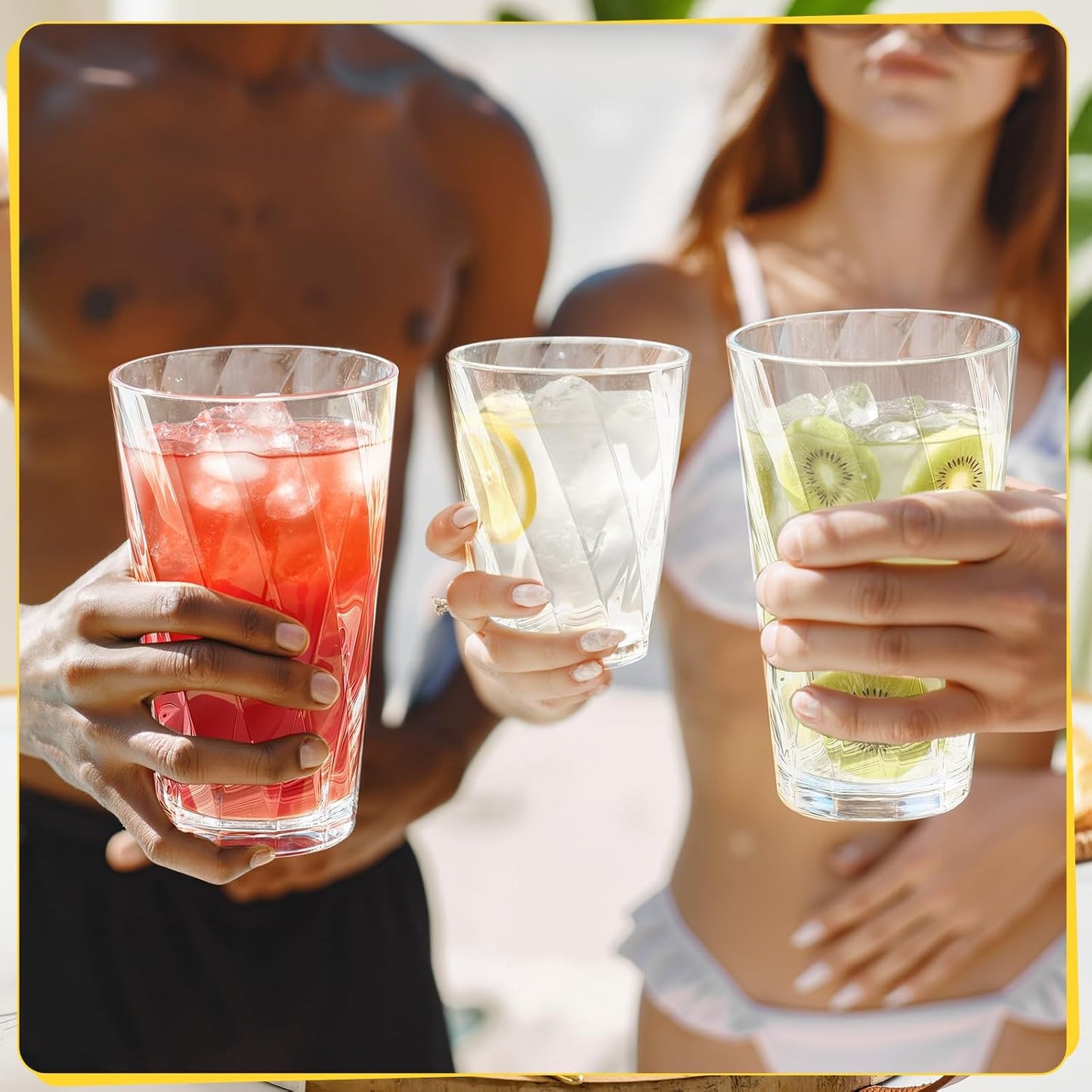 LemonRoad 12 Pack Plastic Drinking Glasses Set Reusable Clear 13.5 oz Rocks & 20 oz Water Cups Set Stackable Clear Plastic Tumblers Kitchen Drinkware for Whiskey Beer Juice Milk Water Drink Cocktail