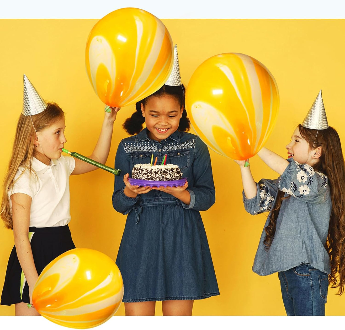 Orange Yellow Marble Balloons 50 Pack – 12 Inch Swirl Tie Dye Latex Balloons for Thanksgiving, Halloween, Birthday & Fall Party
