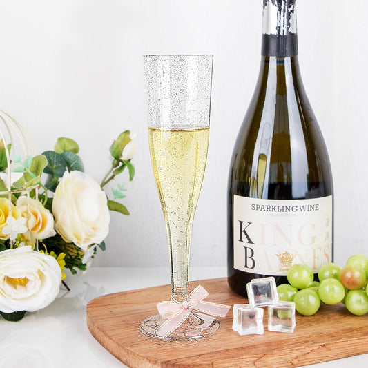 WDF 36 Pack Silver Glitter Plastic Champagne Flutes - 7OZ Disposable Silver Champagne Glasses for Christmas Party, Wedding, New Year