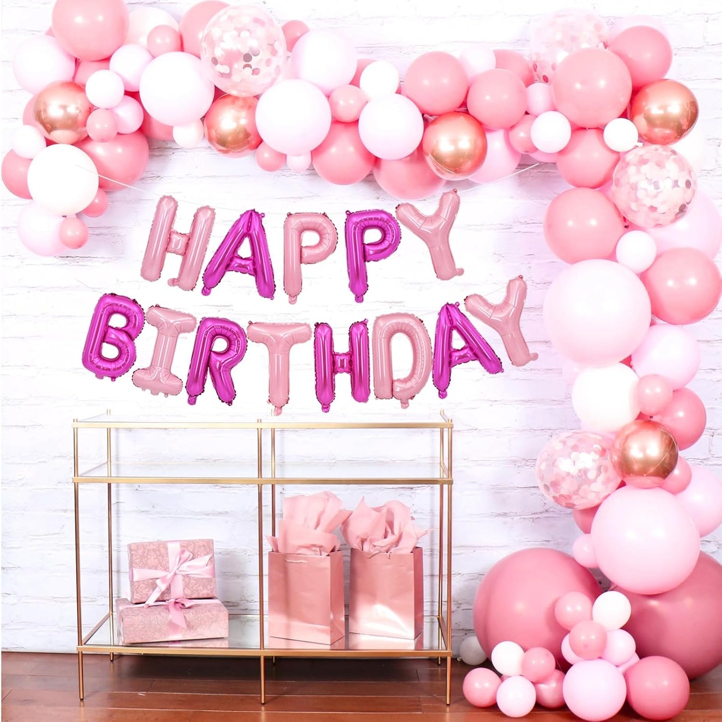TONIFUL Happy Birthday Balloons Banner 16 Inch Mylar Foil Letters Birthday Sign Reusable for Girls Boys Kids & Adults Birthday Party Decorations Supplies(Hot Light Pink)