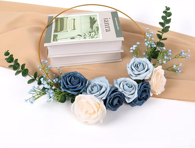 DEEMEI 15 PCS Babys Breath Artificial Flowers Fake Babys Breath Flowers Artificial Bulk Blue Gypsophila Bouquets Real Touch Faux Flowers for Wedding Floral Arrangement Party Home Decoration