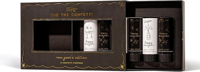 Cue the Confetti New Years Box (6 Confetti Poppers) – Biodegradable Confetti Party Poppers for ringing in the New Year!