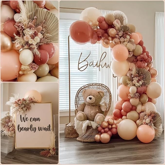 Dusty Pink Brown Balloon Garland Nude Tan Pink Rose Gold Double Stuffed Dusty Rose Mauve Blush Beige Balloon Arch Kit for Baby Shower Birthday Bridal Wedding Mother's Day Party Decorations