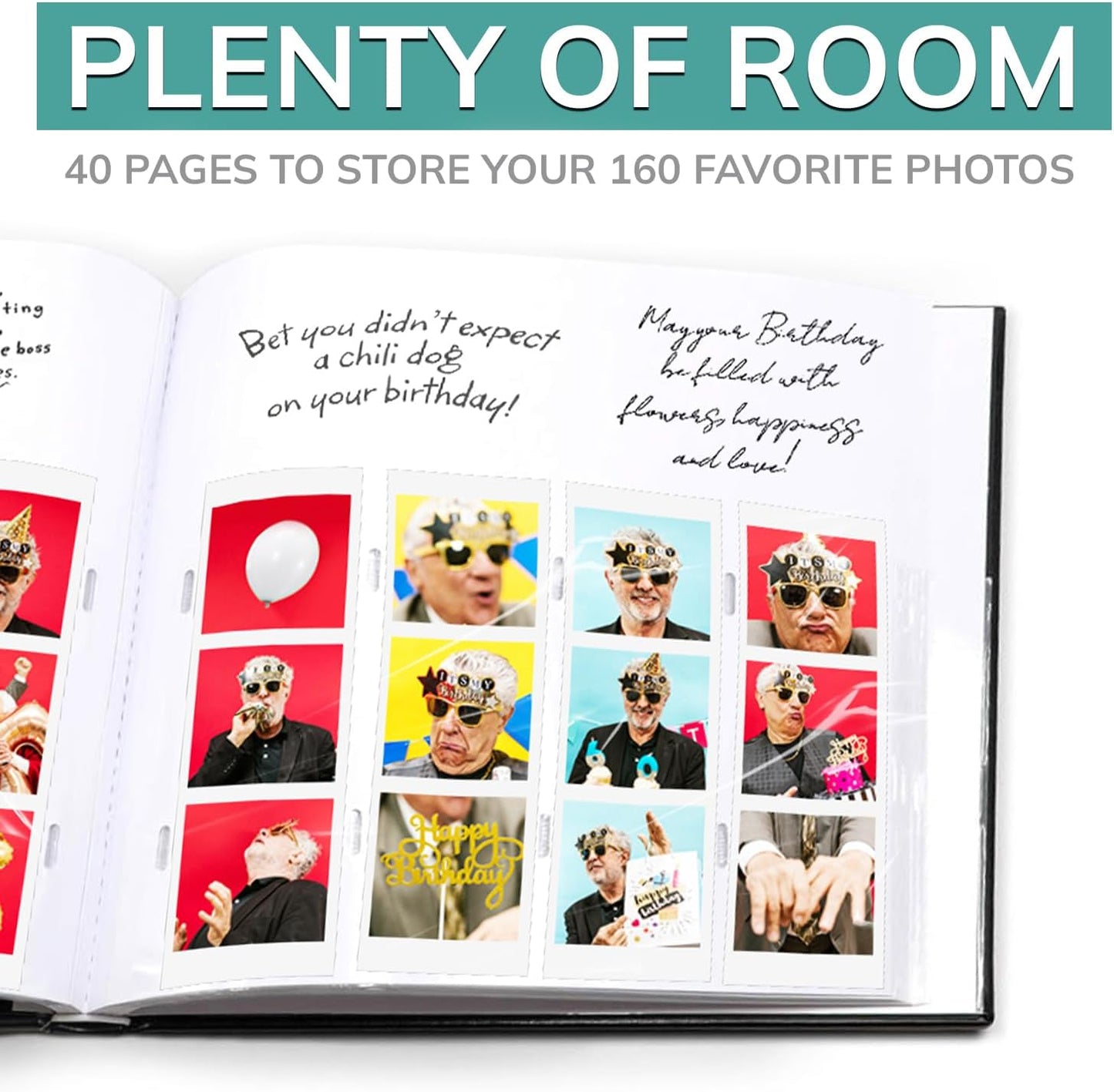 PBF (5 Pack) Photo Booth Album, Guest Book with 2x6 Clear Picture Inserts, Black Cover with Plastic Sleeves & White Pages, Scrapbook Album for Photo Strips, Memory Book, Wedding, and Baby Showers